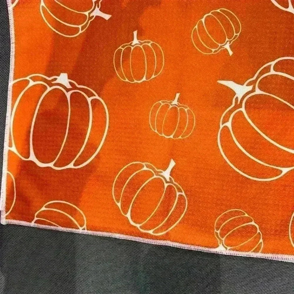 NEW! Hello Pumpkin Fall Kitchen Towels Set Bright Orange & White 16in x 24in - Picture 3 of 12